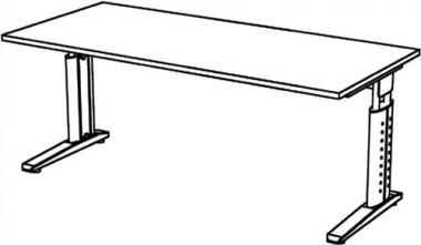 Schreibtisch Teda H680-860xB1800xT800mm - 1 ST  Nussbaumdekor ger.Form