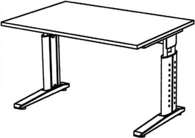 Schreibtisch Teda H680-860xB1200xT800mm - 1 ST  Ahorndekor ger.Form