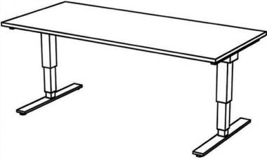 Schreibtisch Teda H635-1285xB1800xT800mm - 1 ST  lichtgrau ger.Form elektr.hhenv.
