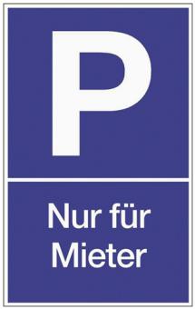 Parkplatzbeschilderung Parken - 1 ST  f.Mieter L250xB400mm Ku.blau/wei