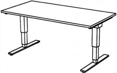 Schreibtisch Teda H635-1285xB1600xT800mm - 1 ST  Ahorndekor ger.Form elektr.hhenv.