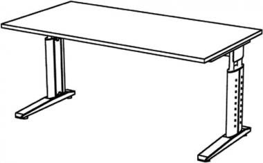 Schreibtisch Teda H680-860xB1600xT800mm - 1 ST  Nussbaumdekor ger.Form