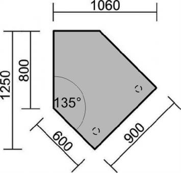 Anbautisch Cyros H680-820xB1060xT1225mm - 1 ST  90Grad re.lichtgrau silber