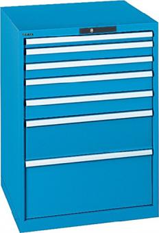 Schubladenschrank H1000xB717xT725mm - 1 ST  blau 7Schubl.Vollauszug,KeyLock