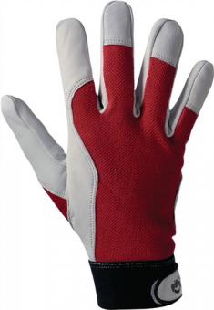 Handschuhe Griffy Gr.9 rot/naturfarben - 1 PA  Ziegennappaleder/Interlock auf SB-Karte