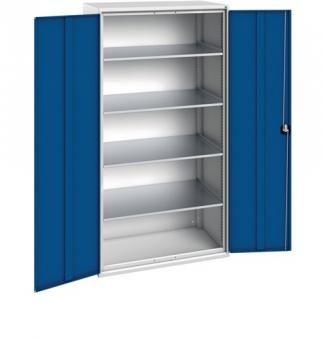 Flgeltrenschrank verso+ H2000xB1050xT650mm - 1 ST  lichtgrau/enzianblau 4 BD Schubl.