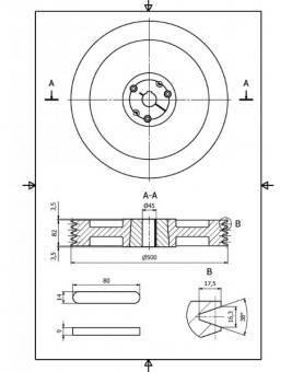 Schwungrad fr Rollenhacker, REMET - 1 Stk   500 mm, 80 kg (Riemenschwungrad)