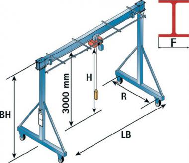 Portalkran STA Trgf.1000 - 1 ST  kg lichte B.5000mm Bau-H.3292mm o.E-Zug