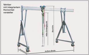 Portalkran Alu.Trgf.1000 - 1 ST  kg lichte B.4100mm Bau-H.2110-2510mm m.Flaschenzug
