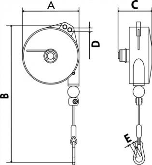 Federzug TCN 9347 Trgf.4-6kg - 1 ST  Seillnge 2,5m Seil-D.2,5mm