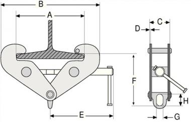 Trgerklemme Trgf.2000kg - 1 ST  Trgerflanschbreite 75-235mm f.Materialtransport