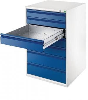 Schubladenschrank verso+ H1000xB650xT650mm - 1 ST  grau/blau 1x100,1x125,4x175mm Schubl.