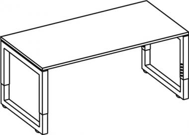 Schreibtisch Rhigio H650-850xB1600xT800mm - 1 ST  wei ger.Form Vierkant-Gestell