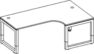 Schreibtisch Rhigio H650-850xB2000xT1200mm - 1 ST  Nussbaum Winkelf.R/L Vierkant-Gest.