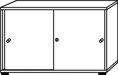 Schiebetrenschrank H748xB1200xT400mm - 1 ST  Nussbaumdekor 2 OH 2 Tren Chromgriff