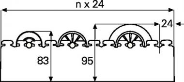 Rollenleiste schwer L.3600mm - 1 ST  Ku.-Zylinderrollen D.46mm Rollenteilung 96mm