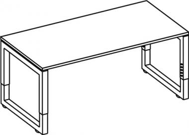 Schreibtisch Rhigio H650-850xB1600xT800mm - 1 ST  lichtgrau ger.Form Vierkant-Gestell