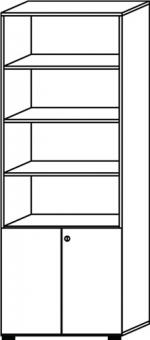 Schrank H2156xB800xT420mm - 1 ST  wei 6 OH (4 offen) 2 Tren Chromgriff