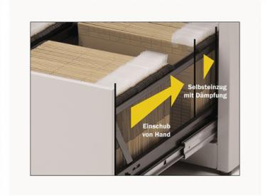 Hngeregistraturschrank H1050xB800xT600mm - 1 ST  2-bahnig grau/blau 3Schubl. Softeinzug