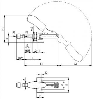 Schubstangenspanner Nr.6841 - 1 ST  Gr.2 kl.Winkelfu AMF