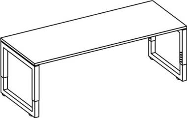 Schreibtisch Rhigio H650-850xB1800xT800mm - 1 ST  Nussbaumdekor ger.Form Vierkant-Gest.