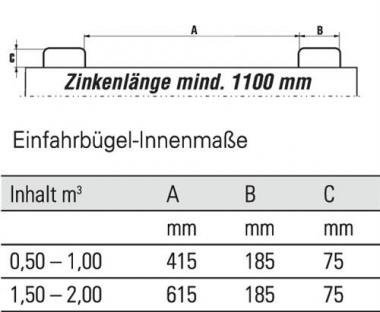 Klappbodenbehlter 1,5 m - 1 ST  L1000xB1800xH1160mm verz.silber m.Zentrierwnde